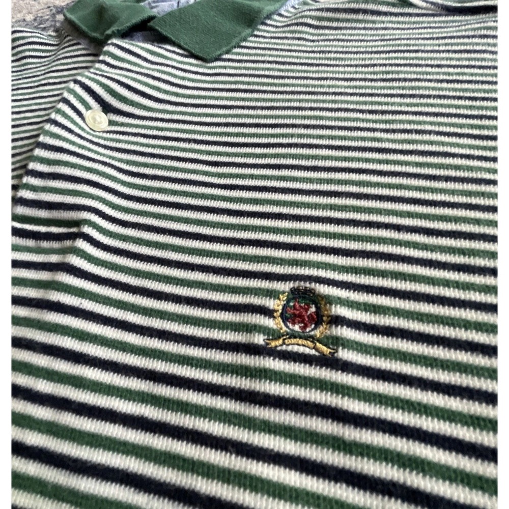 Tommy Hilfiger Men's L Polo Shirt Multicolor Striped Cotton Casual Golf Top Y2K